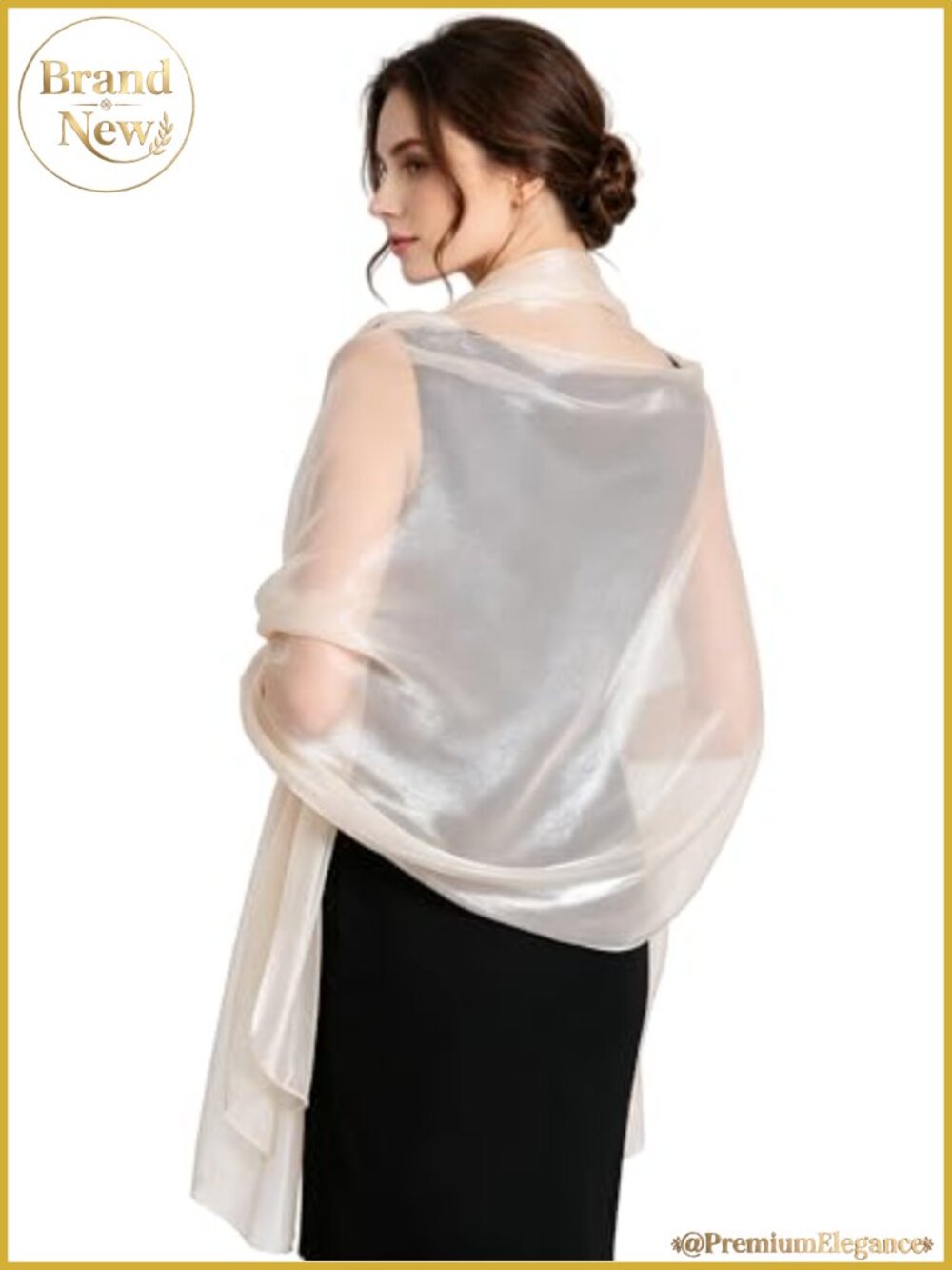 Sheer Chiffon Shawl Wrap Sparkly Wedding Scarf Bridal Evening